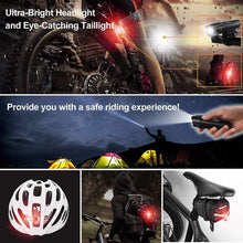 将图片加载到图库查看器，Ascher Ultra Bright USB Rechargeable Bike Light Set
