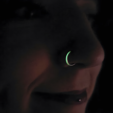 Load image into Gallery viewer, 20G Implant Grade Titanium  Glow in the Dark Hinged Segment Nose Hoop
