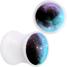 Load image into Gallery viewer, Deep Space Galaxy White Acrylic Saddle Plug Set Available Sizes 0G to 20mm
