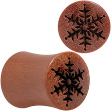 Load image into Gallery viewer, Organic Sawo Wood Holiday Winter Snowflake Saddle Plug Set Sizes 8mm to 25mm
