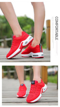 将图片加载到图库查看器，Athletic Sport Platform Sneakers Breathable Women Casual Fashion Height Increasing Shoes Air Cushion Soft Bottom Ultra Lightweight Running Workout Shoes Sports Design

