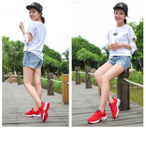 将图片加载到图库查看器，Athletic Sport Platform Sneakers Breathable Women Casual Fashion Height Increasing Shoes Air Cushion Soft Bottom Ultra Lightweight Running Workout Shoes Sports Design
