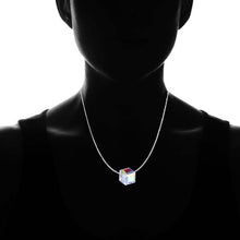 Load image into Gallery viewer, Aurora Borealis Crystal Cube Necklace Made with Swarovski Crystal
