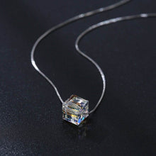 Load image into Gallery viewer, Aurora Borealis Crystal Cube Necklace Made with Swarovski Crystal
