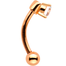 Load image into Gallery viewer, 5/16 Clear CZ Gem Rose Gold IP Fashionista Curved Eyebrow Rook Earring

