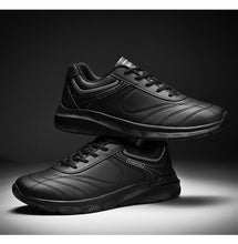 Load image into Gallery viewer, Autumn Mens Fashion White Sneakers Light Sport Shoes Black Leather Running Spring Winter Warm Soft Shoes Athletic Road Running Casual Lace Up Comfort Sports Fashion Sneakers
