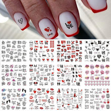 Load image into Gallery viewer, Autumn Simple Green Pink Pattern Water Nail Decal Sticker Flower Leaf Tree Winter Slider For Nail Art Manicuring Decoration Decals for Nail Art Decoration Including Hearts Stars Letters Bowknot Leaves Flowers Plants Fruits Butterflies

