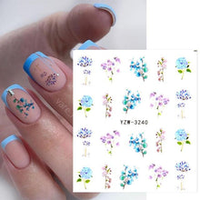 Load image into Gallery viewer, Autumn Simple Green Pink Pattern Water Nail Decal Sticker Flower Leaf Tree Winter Slider For Nail Art Manicuring Decoration Decals for Nail Art Decoration Including Hearts Stars Letters Bowknot Leaves Flowers Plants Fruits Butterflies
