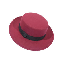Load image into Gallery viewer, Autumn Winter Polyester Flat Top Hat For Women's Luxury Wide Fedora Hat Jazz Cap Classic Wide Hat Women Comfortable Elegant Hat For Summer Classic Design
