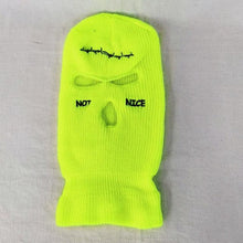 将图片加载到图库查看器，Autumn Winter Ski Mask 3-Hole Knit Hat Full Face Cover Balaclava Hats Funny Party Embroidery Beanies Caps Hole Knitted Full Face Cover Ski Neck Gaiter, Winter Balaclava Warm Knit Beanie for Outdoor Sports Outdoor Full Face Cover Thermal Ski Mask One Size
