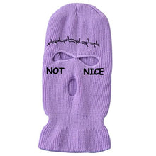 将图片加载到图库查看器，Autumn Winter Ski Mask 3-Hole Knit Hat Full Face Cover Balaclava Hats Funny Party Embroidery Beanies Caps Hole Knitted Full Face Cover Ski Neck Gaiter, Winter Balaclava Warm Knit Beanie for Outdoor Sports Outdoor Full Face Cover Thermal Ski Mask One Size
