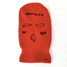 将图片加载到图库查看器，Autumn Winter Ski Mask 3-Hole Knit Hat Full Face Cover Balaclava Hats Funny Party Embroidery Beanies Caps Hole Knitted Full Face Cover Ski Neck Gaiter, Winter Balaclava Warm Knit Beanie for Outdoor Sports Outdoor Full Face Cover Thermal Ski Mask One Size

