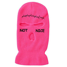 将图片加载到图库查看器，Autumn Winter Ski Mask 3-Hole Knit Hat Full Face Cover Balaclava Hats Funny Party Embroidery Beanies Caps Hole Knitted Full Face Cover Ski Neck Gaiter, Winter Balaclava Warm Knit Beanie for Outdoor Sports Outdoor Full Face Cover Thermal Ski Mask One Size
