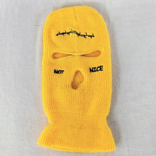 将图片加载到图库查看器，Autumn Winter Ski Mask 3-Hole Knit Hat Full Face Cover Balaclava Hats Funny Party Embroidery Beanies Caps Hole Knitted Full Face Cover Ski Neck Gaiter, Winter Balaclava Warm Knit Beanie for Outdoor Sports Outdoor Full Face Cover Thermal Ski Mask One Size
