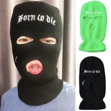 将图片加载到图库查看器，Autumn Winter Ski Mask 3-Hole Knit Hat Full Face Cover Balaclava Hats Funny Party Embroidery Beanies Caps Hole Knitted Full Face Cover Ski Neck Gaiter, Winter Balaclava Warm Knit Beanie for Outdoor Sports Outdoor Full Face Cover Thermal Ski Mask One Size
