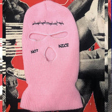 将图片加载到图库查看器，Autumn Winter Ski Mask 3-Hole Knit Hat Full Face Cover Balaclava Hats Funny Party Embroidery Beanies Caps Hole Knitted Full Face Cover Ski Neck Gaiter, Winter Balaclava Warm Knit Beanie for Outdoor Sports Outdoor Full Face Cover Thermal Ski Mask One Size
