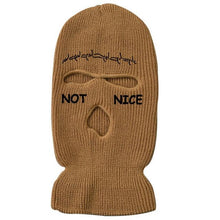 将图片加载到图库查看器，Autumn Winter Ski Mask 3-Hole Knit Hat Full Face Cover Balaclava Hats Funny Party Embroidery Beanies Caps Hole Knitted Full Face Cover Ski Neck Gaiter, Winter Balaclava Warm Knit Beanie for Outdoor Sports Outdoor Full Face Cover Thermal Ski Mask One Size

