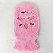 将图片加载到图库查看器，Autumn Winter Ski Mask 3-Hole Knit Hat Full Face Cover Balaclava Hats Funny Party Embroidery Beanies Caps Hole Knitted Full Face Cover Ski Neck Gaiter, Winter Balaclava Warm Knit Beanie for Outdoor Sports Outdoor Full Face Cover Thermal Ski Mask One Size
