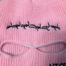 将图片加载到图库查看器，Autumn Winter Ski Mask 3-Hole Knit Hat Full Face Cover Balaclava Hats Funny Party Embroidery Beanies Caps Hole Knitted Full Face Cover Ski Neck Gaiter, Winter Balaclava Warm Knit Beanie for Outdoor Sports Outdoor Full Face Cover Thermal Ski Mask One Size
