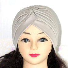 将图片加载到图库查看器，Autumn Winter Warm Headwear Soft Shine Silver Gold Lightweight Knot Twist Turban Headbands Cap Casual Streetwear Hats For Women

