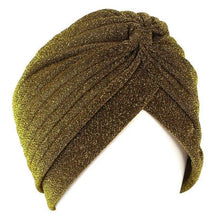 将图片加载到图库查看器，Autumn Winter Warm Headwear Soft Shine Silver Gold Lightweight Knot Twist Turban Headbands Cap Casual Streetwear Hats For Women
