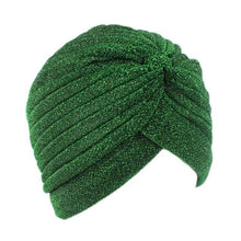 将图片加载到图库查看器，Autumn Winter Warm Headwear Soft Shine Silver Gold Lightweight Knot Twist Turban Headbands Cap Casual Streetwear Hats For Women
