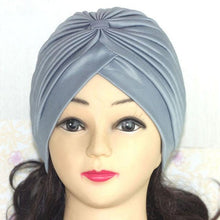 将图片加载到图库查看器，Autumn Winter Warm Headwear Soft Shine Silver Gold Lightweight Knot Twist Turban Headbands Cap Casual Streetwear Hats For Women
