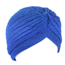 将图片加载到图库查看器，Autumn Winter Warm Headwear Soft Shine Silver Gold Lightweight Knot Twist Turban Headbands Cap Casual Streetwear Hats For Women
