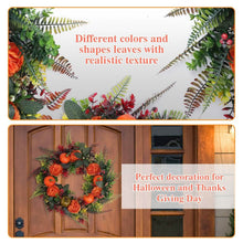 Load image into Gallery viewer, Autumn Wreath with Pumpkin Mixed Leaves Berries Flower Fall
