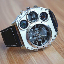 Load image into Gallery viewer, Avaner Mens Big Face Dual Time Zone Leather Strap Sport Watch
