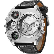 Load image into Gallery viewer, Avaner Mens Big Face Dual Time Zone Leather Strap Sport Watch
