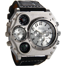 Load image into Gallery viewer, Avaner Mens Big Face Dual Time Zone Leather Strap Sport Watch
