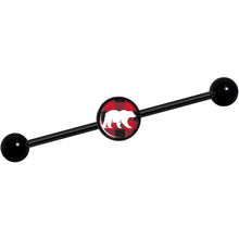 Load image into Gallery viewer, 14G Red Black Plaid Polar Bear Black Industrial Barbell 37mm
