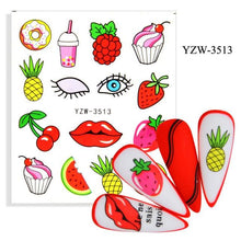 Load image into Gallery viewer, Avocado Fruit Transfer Nail Stickers Charms Winter Water Sticker For Nails Sliders Character Image Tattoo Decal Decoration Cute Summer Nail Art Stickers Summer Fruit Stickers on Nails Unicorn Banana Cherry Avocado Dog Strawberry Nail Art Decals
