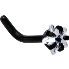 Load image into Gallery viewer, 18G 1/4 Clear Star 3mm CZ Gem Black IP L-Shape Nose Ring
