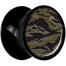 Load image into Gallery viewer, Black Acrylic Tiger Camo Print Saddle Plug Set 00G
