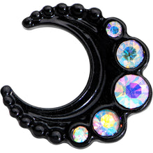将图片加载到图库查看器，Auora Gem Encrusted Black Crescent Moon Stud Cartilage Earring
