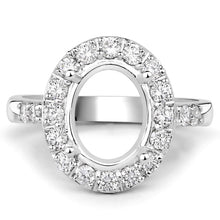 Load image into Gallery viewer, 0.60 Carat Genuine White Diamond 14K White Gold Semi Mount Ring - holds 10x8mm Oval Gemstone
