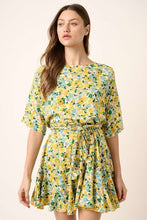 将图片加载到图库查看器，New Summer Floral Tie Waist Half Sleeve Mini Dress –Feminine and Chic Floral Dress with Flattering Tie Waist Detail
