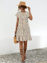 Load image into Gallery viewer, Floral Round Neck Short Sleeve Dress Elegant &amp; Effortless Everyday Style Women Dress
