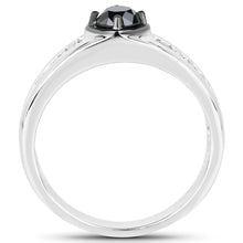 Load image into Gallery viewer, 0.65 Carat Genuine Black Diamond and White Diamond .925 Sterling Silver Ring

