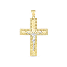 将图片加载到图库查看器，14k Two Tone Gold High Polish Diamond Cut Cross Pendant
