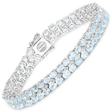 Load image into Gallery viewer, 17.22 Carat Genuine Blue Topaz and White Diamond .925 Sterling Silver Bracelet
