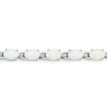 Load image into Gallery viewer, 3.50 Carat Genuine Created Opal .925 Sterling Silver Bracelet
