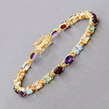 Load image into Gallery viewer, 8.96 Carat Genuine Multi Stones .925 Sterling Silver Bracelet
