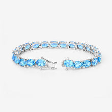 Load image into Gallery viewer, 35.20 Carat Genuine Swiss Blue Topaz .925 Sterling Silver Bracelet
