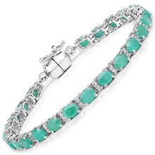 Load image into Gallery viewer, 6.96 Carat Genuine Emerald and White Topaz .925 Sterling Silver Bracelet
