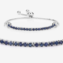 Load image into Gallery viewer, 2.41 Carat Genuine Blue Sapphire and White Zircon .925 Sterling Silver Bracelet
