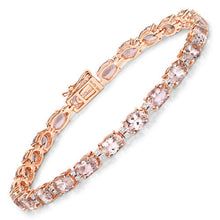 Load image into Gallery viewer, 8.95 Carat Genuine Morganite and White Diamond 14K Rose Gold Bracelet
