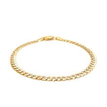 Load image into Gallery viewer, 3.6mm 14k Two Tone Gold Pave Curb Bracelet
